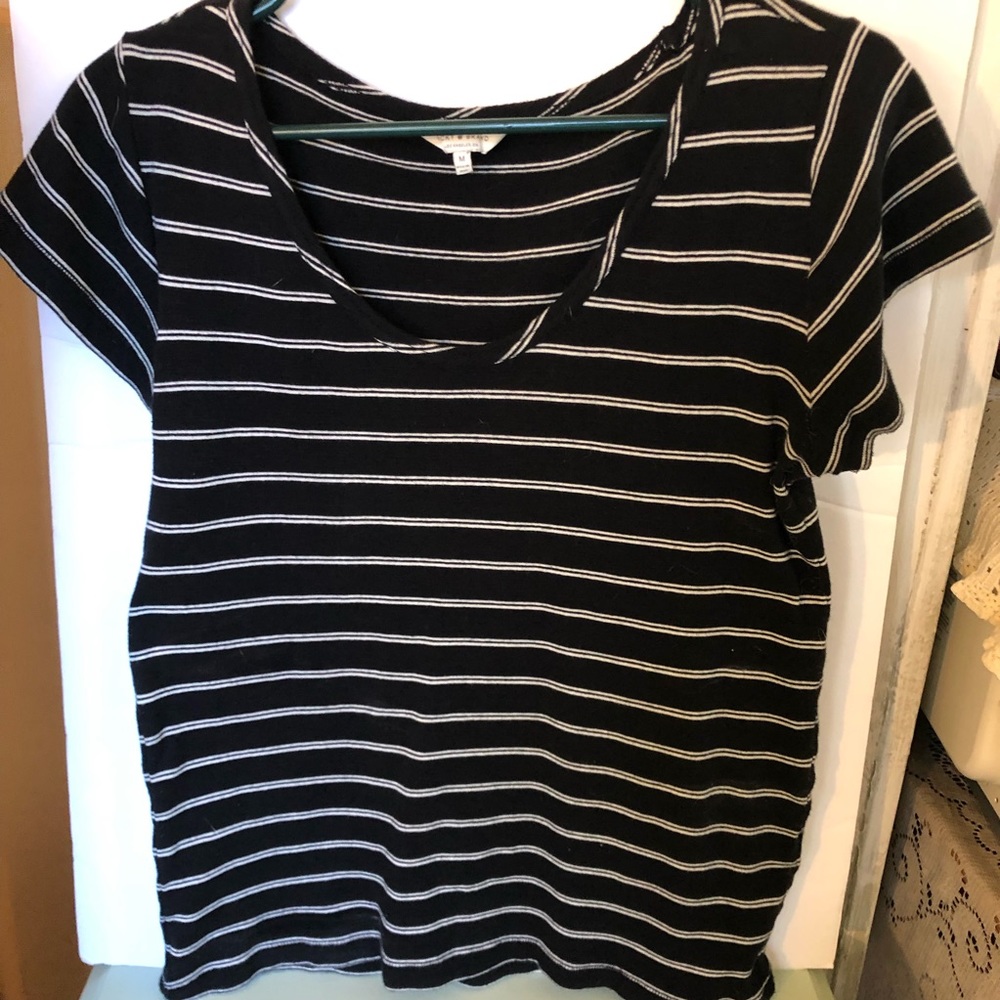 Lucky Brand blue and white striped shirt.